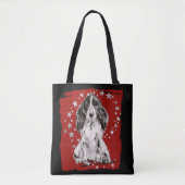 Tote Bag Étoiles d'argent sur Red Cocker Spaniel (Devant)