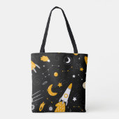 Tote Bag Étoiles de l'espace extra-atmosphérique Jaune noir (Dos)