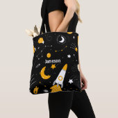 Tote Bag Étoiles de l'espace extra-atmosphérique Jaune noir (De près)