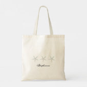 Tote Bag Étoiles de mer grises sarcelle Monogrammes Plage n (Dos)