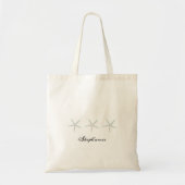 Tote Bag Étoiles de mer grises sarcelle Monogrammes Plage n (Devant)