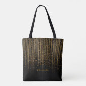 Tote Bag Étoiles d'or de lumière et conception noire avec (Dos)