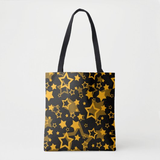 Tote Bag Étoiles Jaune Doré Pailleté Design (Devant)