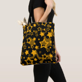 Tote Bag Étoiles Jaune Doré Pailleté Design (De près)