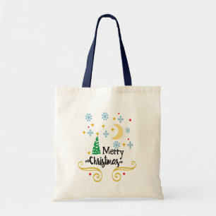 Tote Bag Étoiles, Lune, Snowflakes et Joyeux Noël, ZSSG
