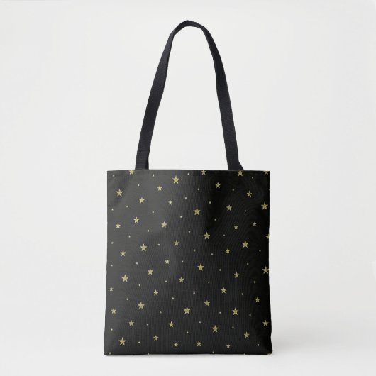 Tote Bag Étoiles noires et dorées (Devant)