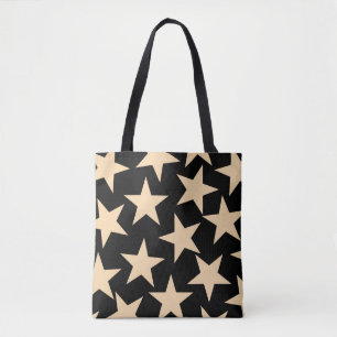 Tote Bag Étoiles rétro Motif Y2K avec Arrière - plan noir
