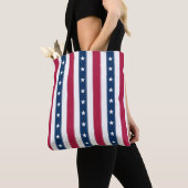 Tote Bag Étoiles tricolores et bandes verticales (De près)