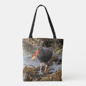 Tote Bag Etonnant Oystercatcher noir avec Clam (Dos)