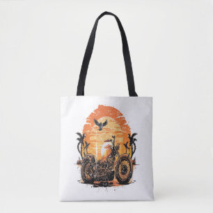 Tote Bag Étonnant Retro Vintage Moto Classic Sunset C