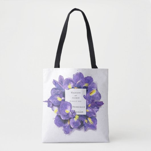Tote Bag Étonnante couleur d'eau violet Irises Flora Brides (Devant)