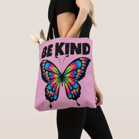 TOTE BAG ÊTRE GENTIL BOUTTERFLY ROSE FOURRE-TOUT PURSE (De près)