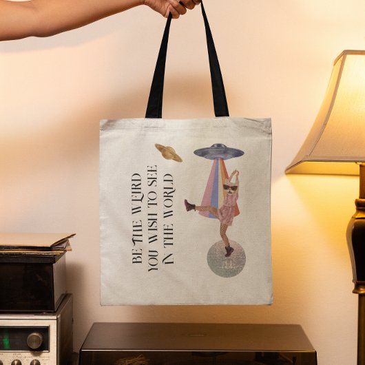 Tote Bag Être la bizarrerie | Monogramme de chat de l'espac