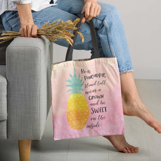 Tote Bag Être une typographie de l'aquarelle de l'ananas