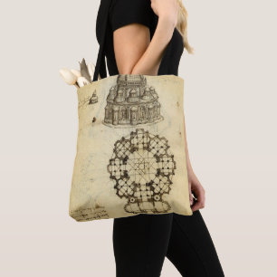 Tote Bag Étude de cathédrale architecturale de Léonard de V