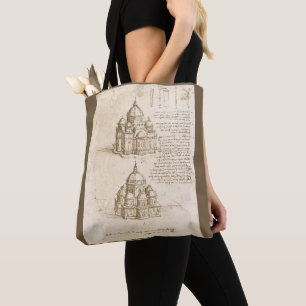 Tote Bag Étude de cathédrale architecturale de Léonard de V