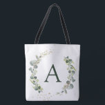 Tote Bag Eucalyptus Botanique Monogramme Mariage de verdure<br><div class="desc">Eucalyptus Verdure Aquarelle Botanique Succulente Mariage de printemps Monogramme Sacs fourre-tout sur toile arrière - plan - comprend belle et élégante typographie de script avec feuilles botaniques modernes et verdure pour le Mariage spécial, Fête des mariées, Baby shower, Bachelorette Party, Sweet 16, 18th, 21th, 30th, 40th, 5 Fêtes des0e, 60e,...</div>