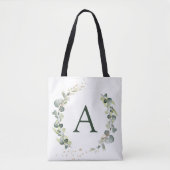 Tote Bag Eucalyptus Botanique Monogramme Mariage de verdure (Devant)