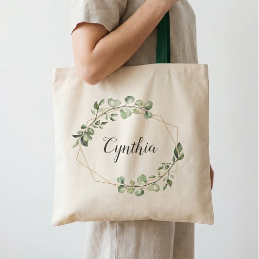 Tote Bag Eucalyptus de verdure Cadre géométrique Bridesmaid
