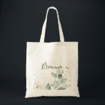 Tote Bag Éucalyptus d'or<br><div class="desc">Ce sac fourre-tout de femme de chambre en calligraphie eucalyptus or est le cadeau mariage idéal pour présenter vos demoiselles d'honneur et votre femme d'honneur pour un mariage rustique. Ce design artistique présente une aquarelle dessinée à la main,  de l'or et du feuillage vert,  une beauté naturelle inspirante.</div>