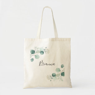 Tote Bag Éucalyptus Feuillage Blanc Floral Époux