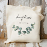 Tote Bag Eucalyptus feuille Bridesmaid en faveur<br><div class="desc">Ce sac fourre-tout cadeau de femme d'honneur en feuille d'Eucalyptus est quelque chose que vos demoiselles d'honneur peuvent encore utiliser après votre jour de mariage. Faites preuve de créativité en bourrant ce sac fourre-tout floral mignon avec vos cadeaux préférés pour vos demoiselles d'honneur, bonne d'honneur, femme d'honneur, mère de la...</div>