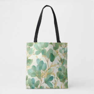 Tote Bag Eucalyptus Feuille Green et Gold Design