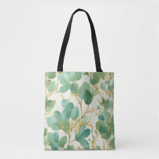 Tote Bag Eucalyptus Feuille Green et Gold Design