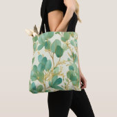 Tote Bag Eucalyptus Feuille Green et Gold Design (De près)