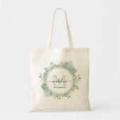 Tote Bag Éucalyptus moderne Verdure Monogramme Bridesmaid (Devant)