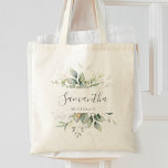 Tote Bag Eucalyptus Verdure Or Feuilles Élégant Bridesmaid<br><div class="desc">Beau sac fourre-tout de femme de chambre personnalisée avec l'aquarelle eucalyptus et feuilles d'or.</div>