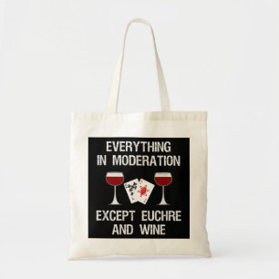 Tote Bag Euchre - Drôle jeu de carte Euchre et vin