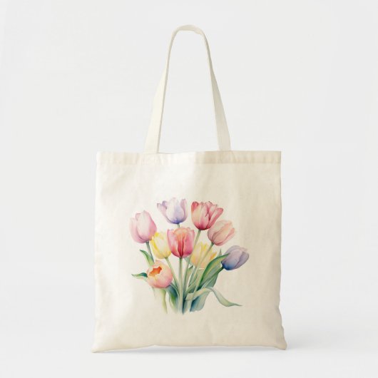 Tote Bag Éveil du printemps - Tulipes d'aquarelle (Devant)