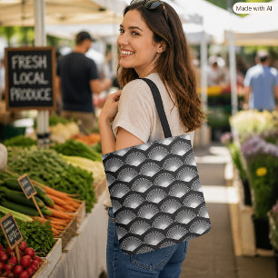 Tote Bag Éventail géométrique noir et blanc ensoleillé à mo