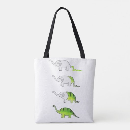 Tote Bag évolution des éléphants aux dinosaures (Dos)