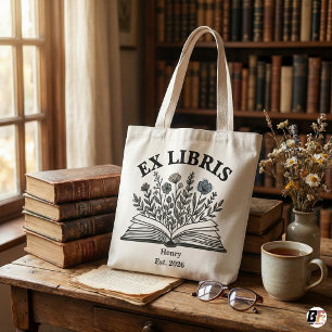 Tote Bag Ex Libris Livre personnalisé Amateur de Wildflower
