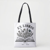 Tote Bag Ex Libris Personalized Book Lover Wildflower Aesth (Devant)