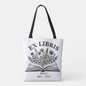Tote Bag Ex Libris Personalized Book Lover Wildflower Aesth (Dos)