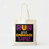 Tote Bag Exécuter Embrasser la vie violet jaune (Devant)