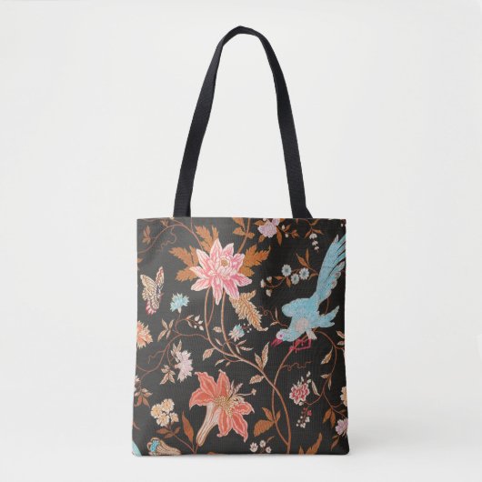 Tote Bag Exotic Asian Birds And Flowers (Devant)