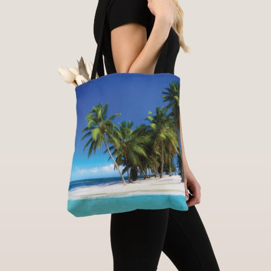 Tote Bag Exotic beach throw pillow (De près)