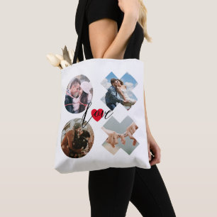 Tote Bag Exoxo moderne Photo amour baisers coeur texte pers