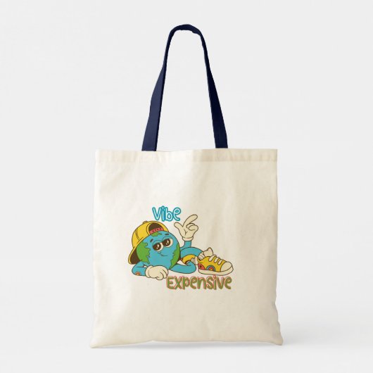 Tote Bag Expensive Vibe – Cool Retro Earth Character Design (Dos)