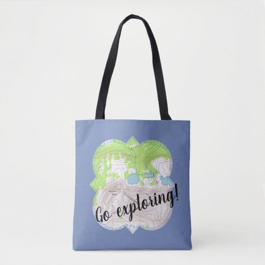 Tote Bag "Explorez" Carte topographique Quatrefoil (Devant)