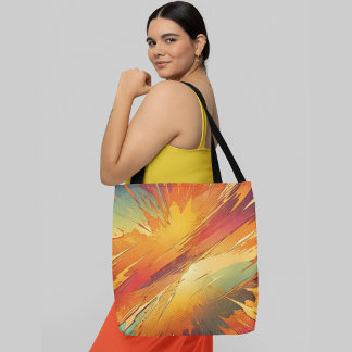Tote Bag Explosion abstraite vive de couleurs chaudes