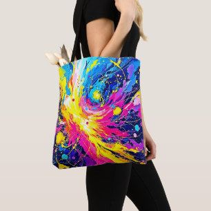 Tote Bag Explosion Cosmique : Art vibrant à éclaboussures