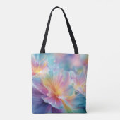 Tote Bag Explosion florale cosmique abstraite en pastel (Dos)