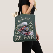 Tote Bag Express polaire cadeau de Noël croire Noël hiver (De près)