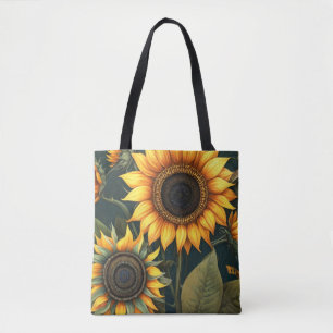 Tote Bag expression artistique des fleurs de soleil impress