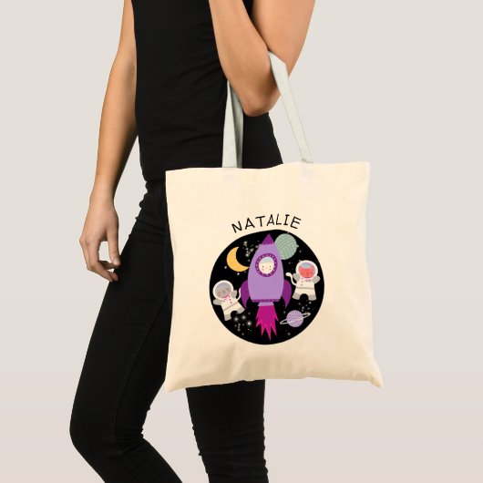Tote Bag Externe Chat Astronaut Filles Personnalisées (Devant (produit))